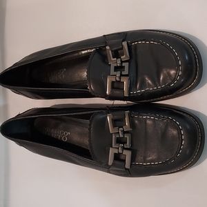 Franco Sarto Women's Black Loafers with metal accent